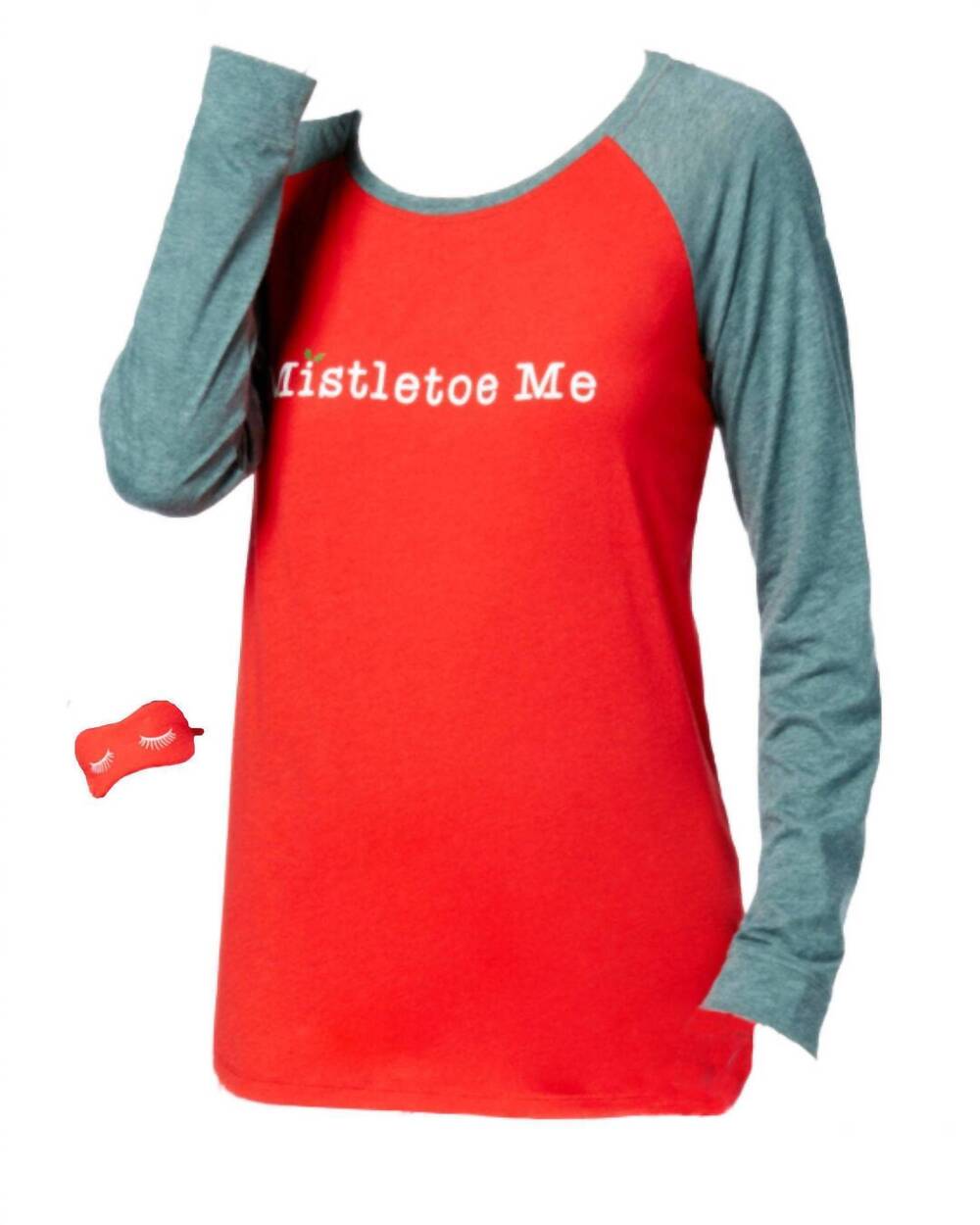 NEW JENNI BY JENNIFER MOORE women's printed top and eye mask in red